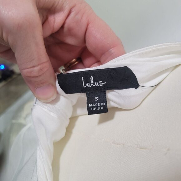 lulus White Halter Backless Midi Dress With Plunge Neckline & Side Slit Size S - Picture 7 of 7